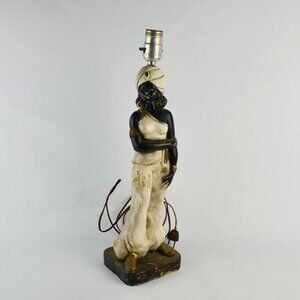 Vintage | Blackamoore Nubian Genie Turban Chalkware Lamp